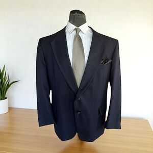 Classic Black Blazer with Notched Lapels and Wool Texture